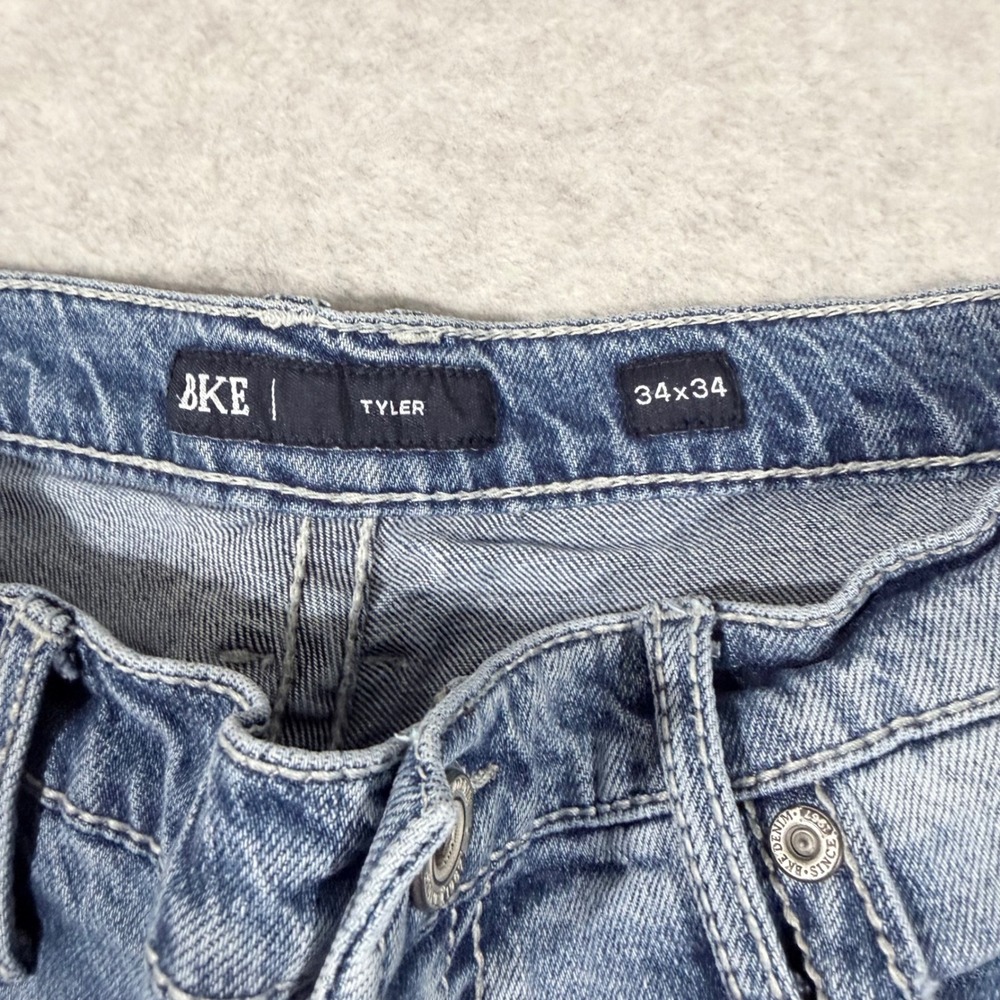 BKE Tyler Jeans Mens 34x34 Light Wash Straight Leg Stretch Blue - Picture 3 of 12